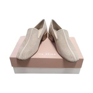 COPY - Via Spiga Womens Baudelaire Slip On Shoes Beige Perforated Almond Toe 9 …
